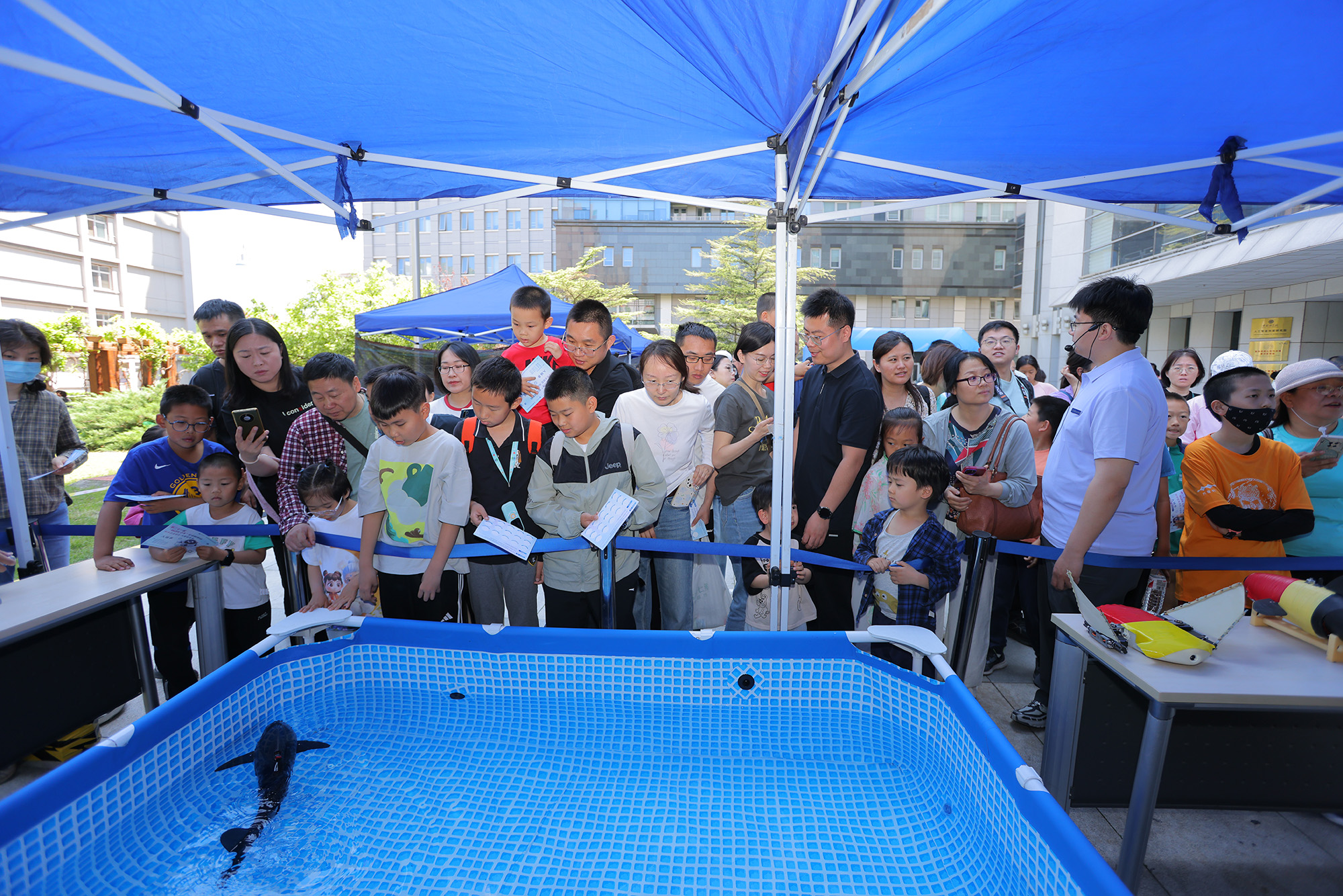 水下仿生機(jī)器魚(yú)在活動(dòng)現(xiàn)場(chǎng)大受歡迎。中國(guó)科學(xué)院自動(dòng)化研究所供圖