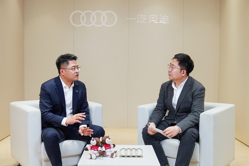2025廣州車展期間，一汽奧迪銷售有限責(zé)任公司執(zhí)行副總經(jīng)理郭永鋒接受人民網(wǎng)記者采訪。受訪者供圖